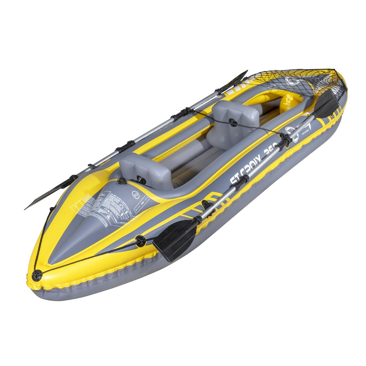 Dellonda Inflatable 2-Person Kayak/Canoe Set with Pump, Carry Bag & 2 Oars - Blue/Yellow/White DL155