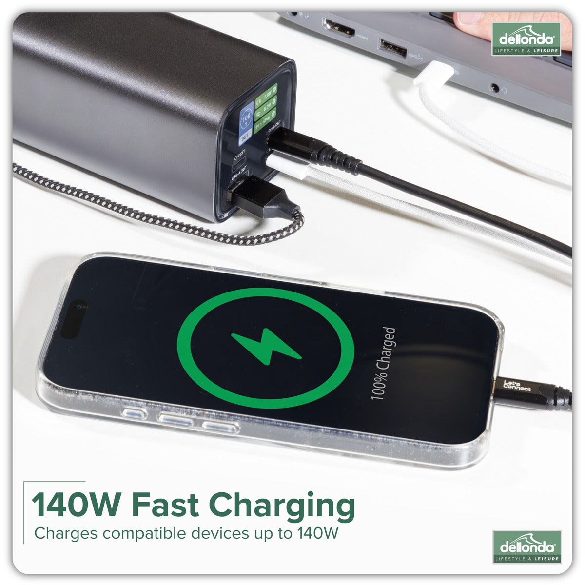 Dellonda Portable Power Bank 140W 27000mAh DL168