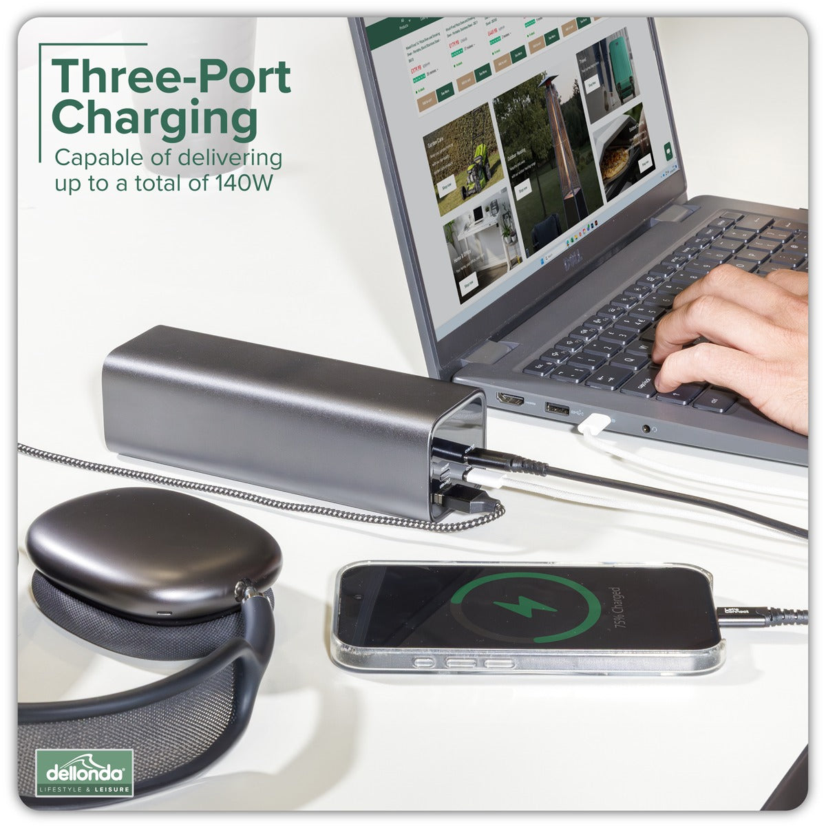 Dellonda Portable Power Bank 140W 27000mAh DL168
