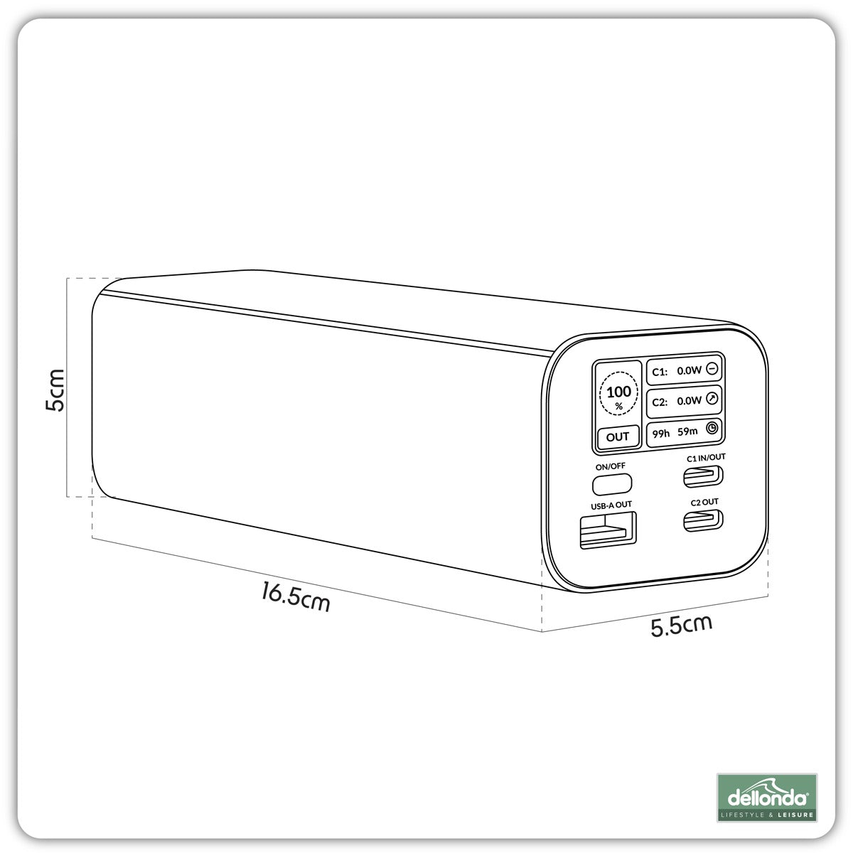 Dellonda Portable Power Bank 140W 27000mAh DL168