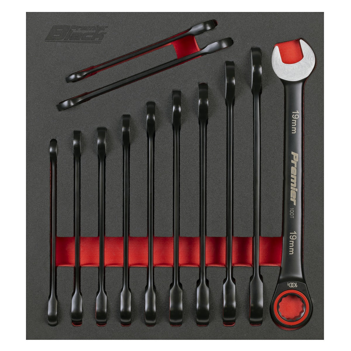Premier Black Combination Ratchet Spanner Set 12pc AK63940B