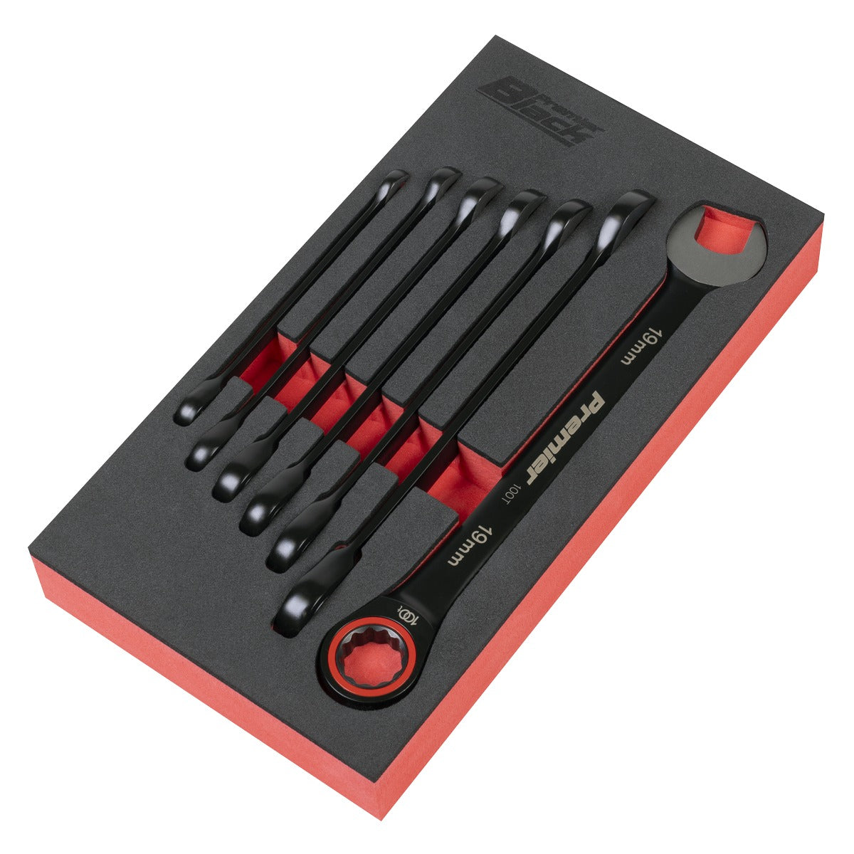 Premier Black Combination Ratchet Spanner Set 7pc AK63941B