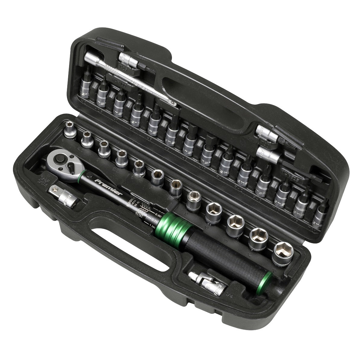 Premier Black Torque Wrench Set 1/4"Sq Drive 5-25Nm 33pc STW910B