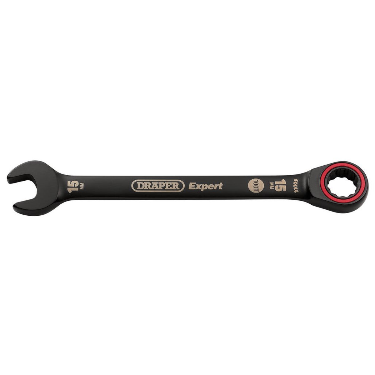 Draper Expert HI-TORQ Metric Ratchet Combination Spanner, 15mm, Black 03888
