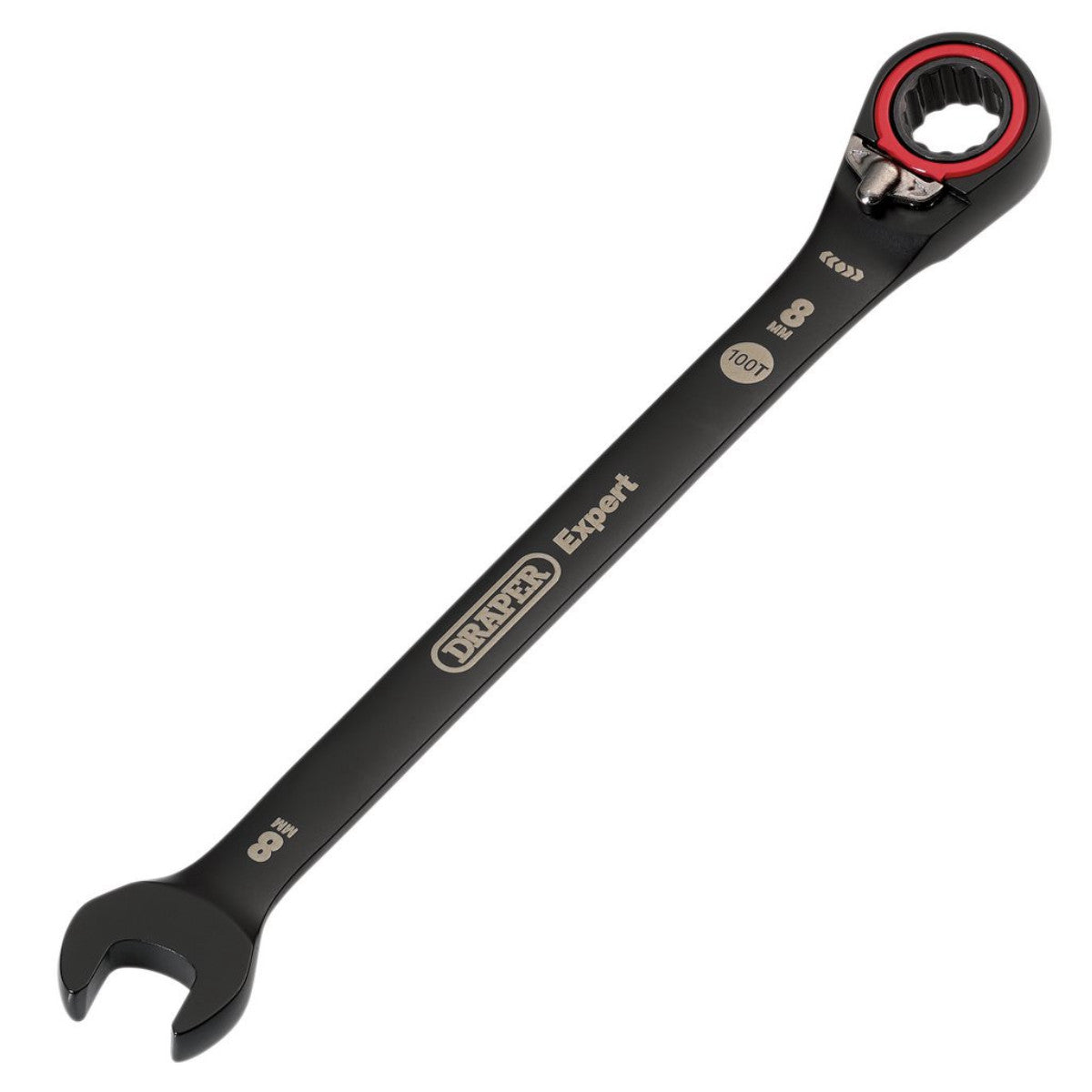Draper Expert HI-TORQ Metric Reversible Ratchet Combination Spanner, 8mm, Black 03898