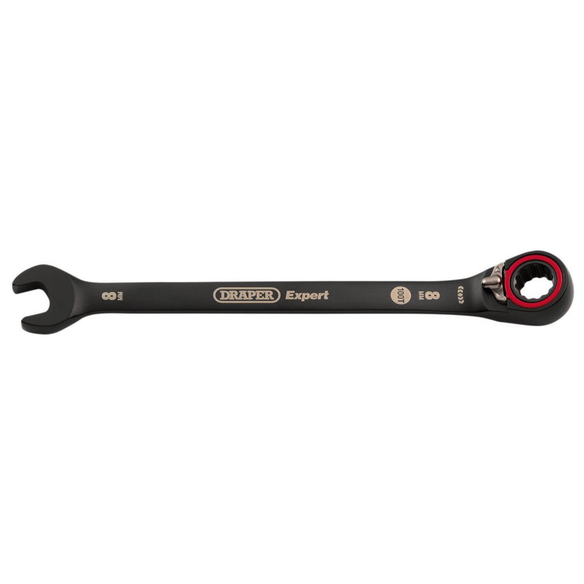 Draper Expert HI-TORQ Metric Reversible Ratchet Combination Spanner, 8mm, Black 03898