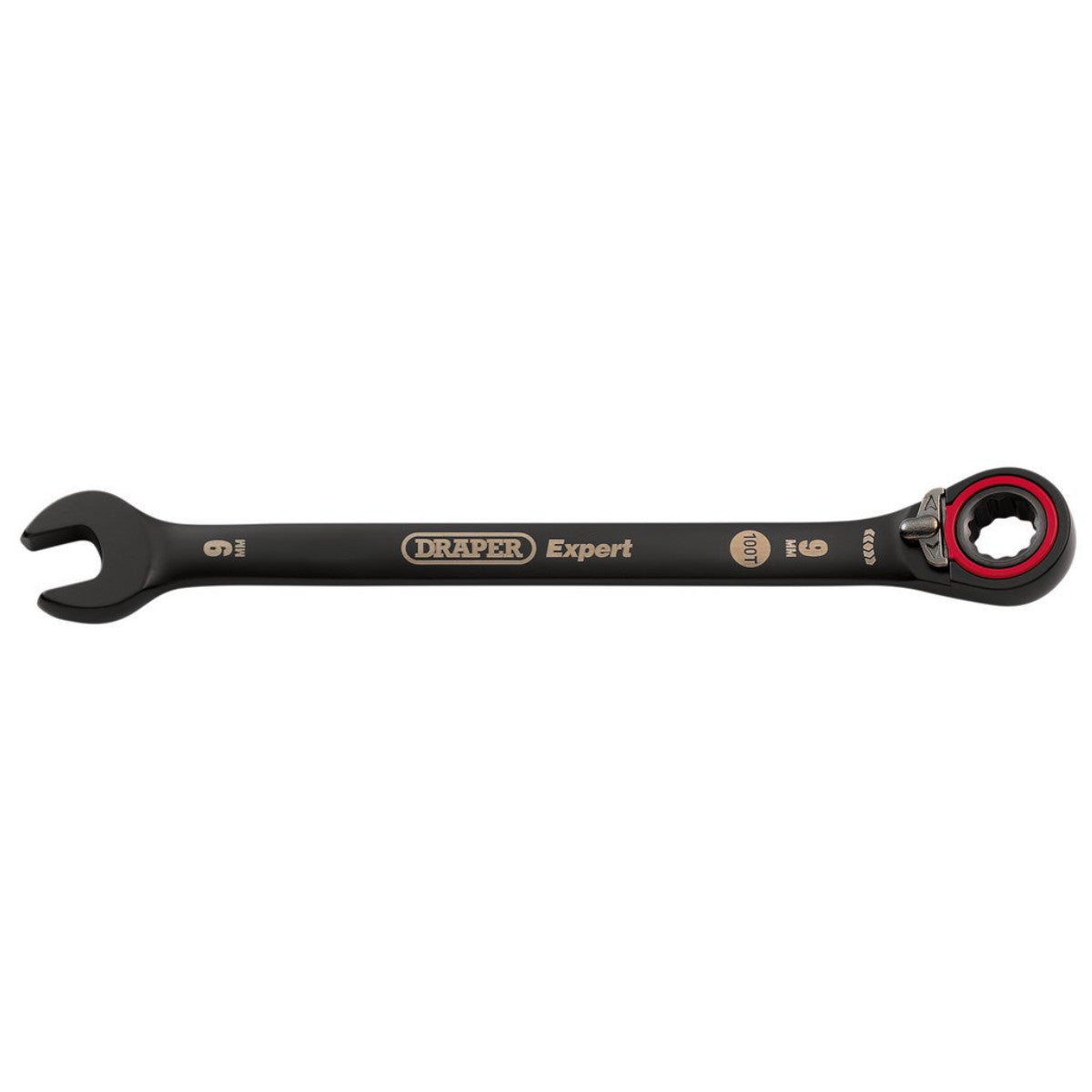 Draper Expert HI-TORQ Metric Reversible Ratchet Combination Spanner, 9mm, Black 03899