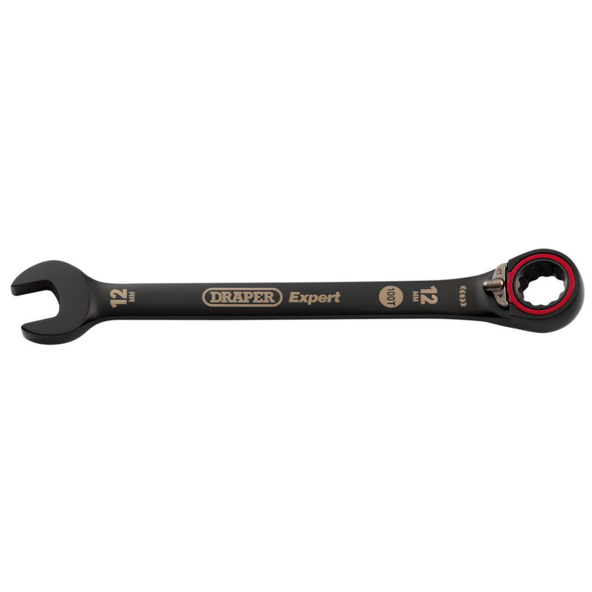 Draper Expert HI-TORQ Metric Reversible Ratchet Combination Spanner, 12mm, Black 03902