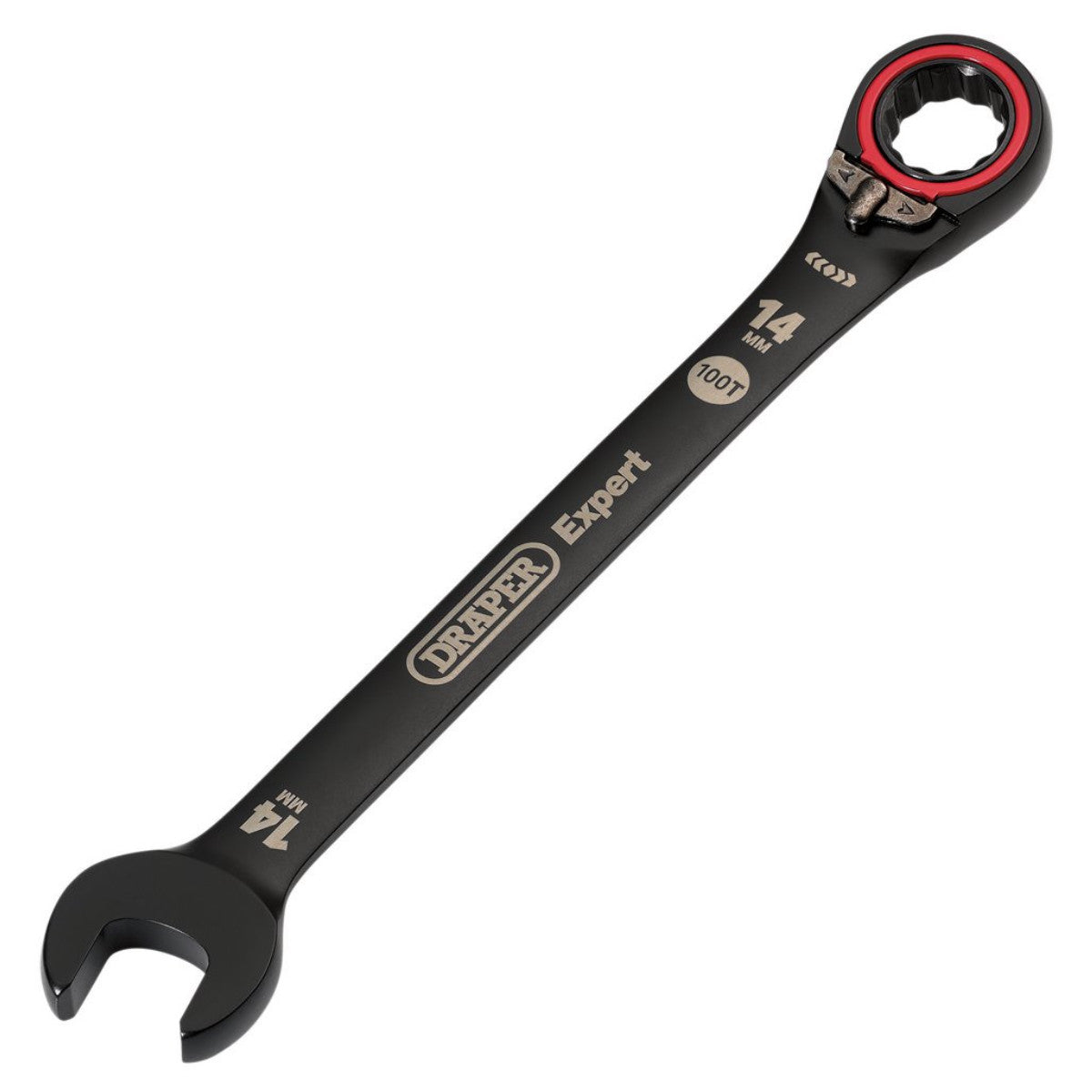 Draper Expert HI-TORQ Metric Reversible Ratchet Combination Spanner, 14mm, Black 03904