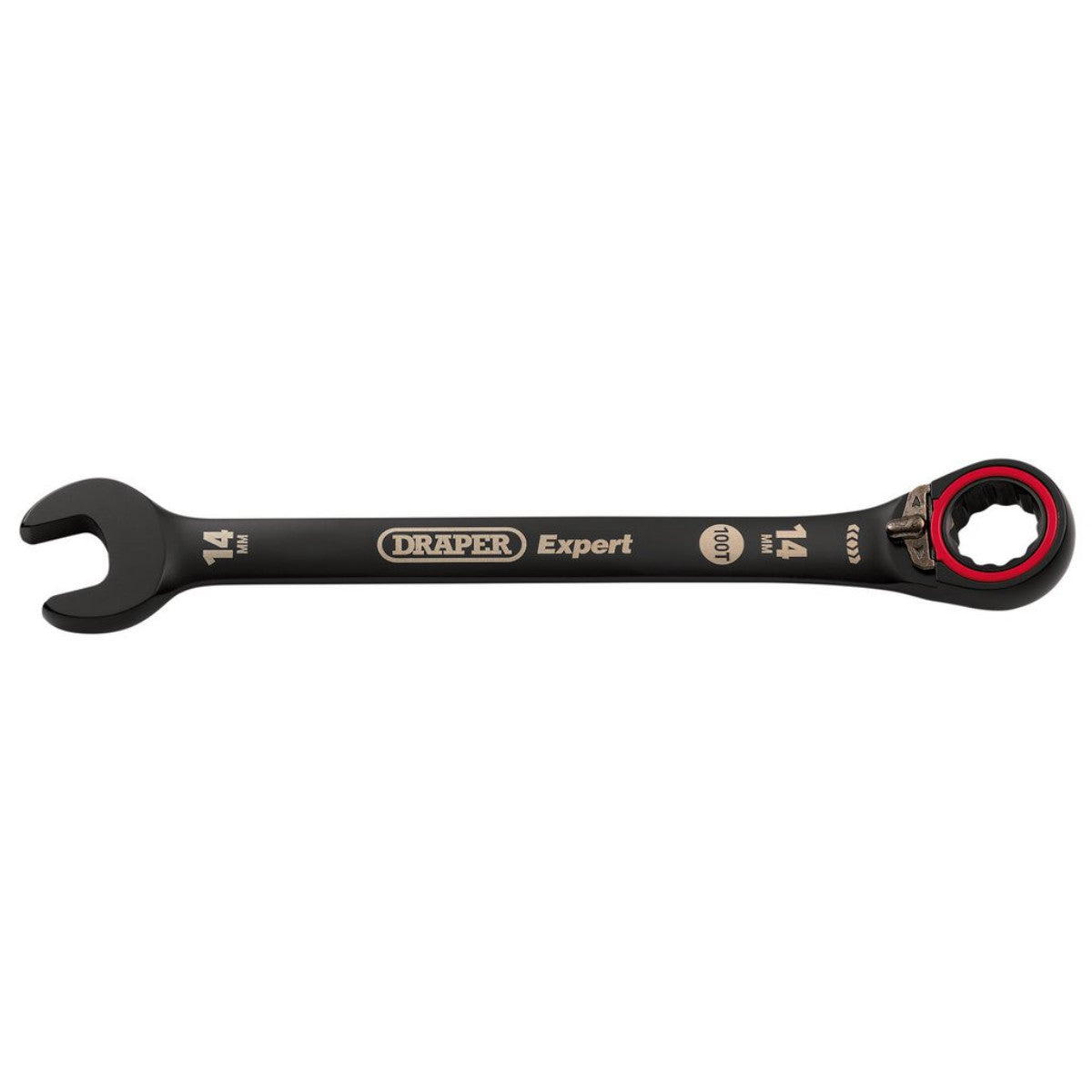 Draper Expert HI-TORQ Metric Reversible Ratchet Combination Spanner, 14mm, Black 03904