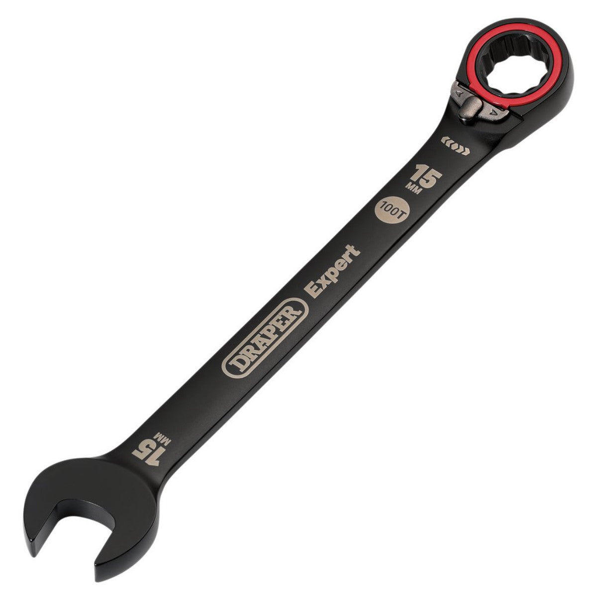 Draper Expert HI-TORQ Metric Reversible Ratchet Combination Spanner, 15mm, Black 03905