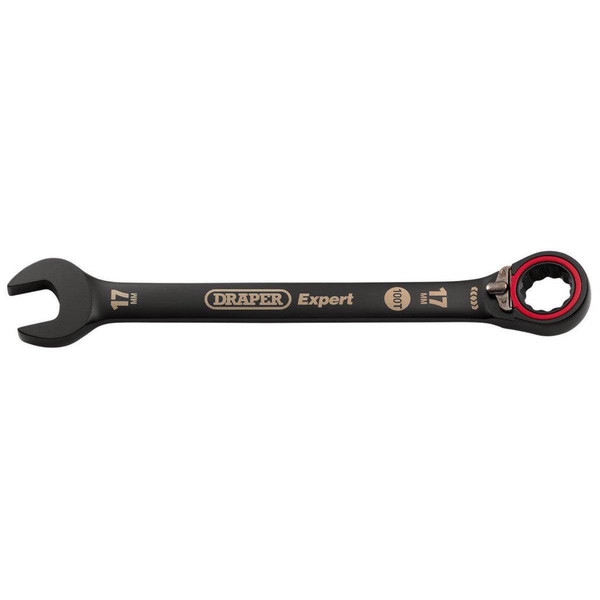 Draper Expert HI-TORQ Metric Reversible Ratchet Combination Spanner, 17mm, Black 03907