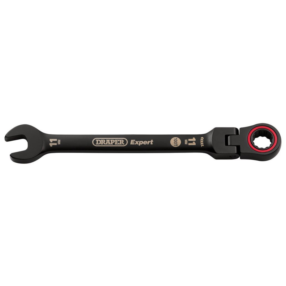 Draper Expert HI-TORQ Metric Flexible Head Ratchet Combination Spanner, 11mm, Black 03917