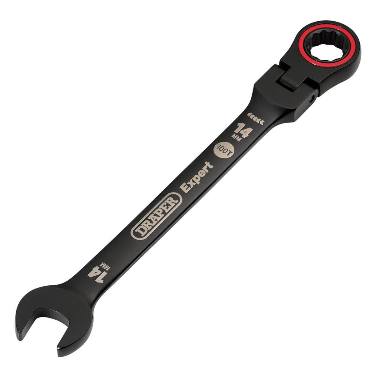 Draper Expert HI-TORQ Metric Flexible Head Ratchet Combination Spanner, 14mm, Black 03920