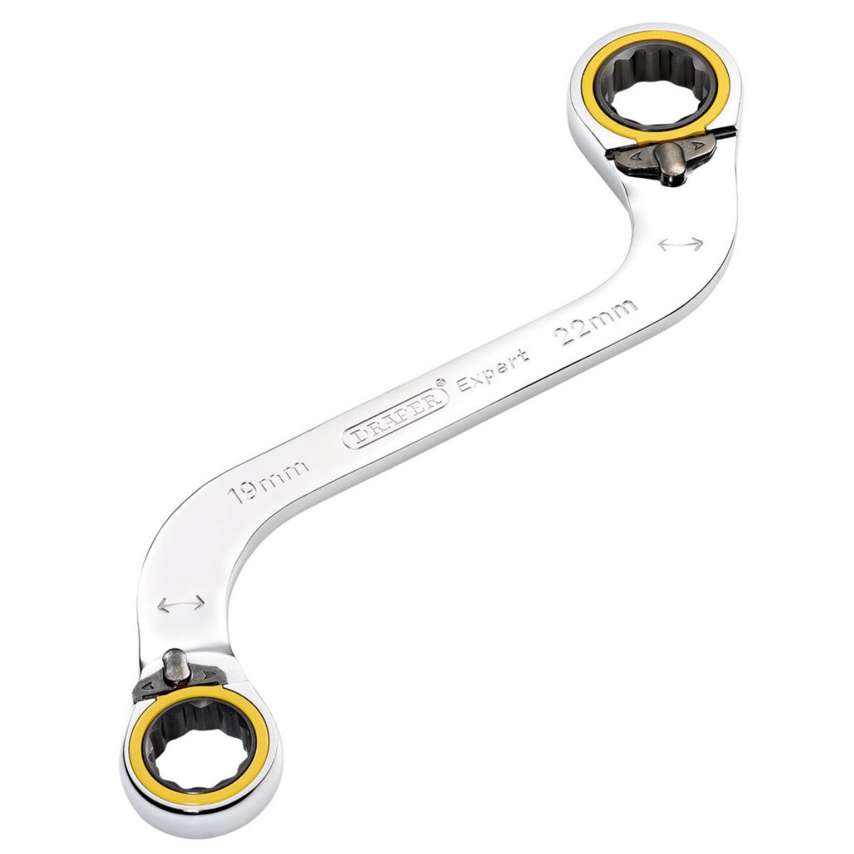 Draper Expert HI-TORQ Double Ring Ratchet S-Shape Spanner, 19 x 22mm 03946