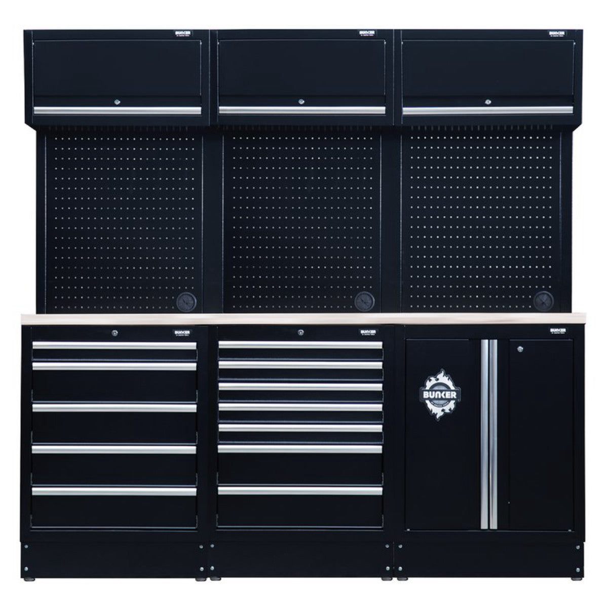 Bunker 14 Piece Modular Storage Combo with Stainless Steel Worktop 2040mm 04415