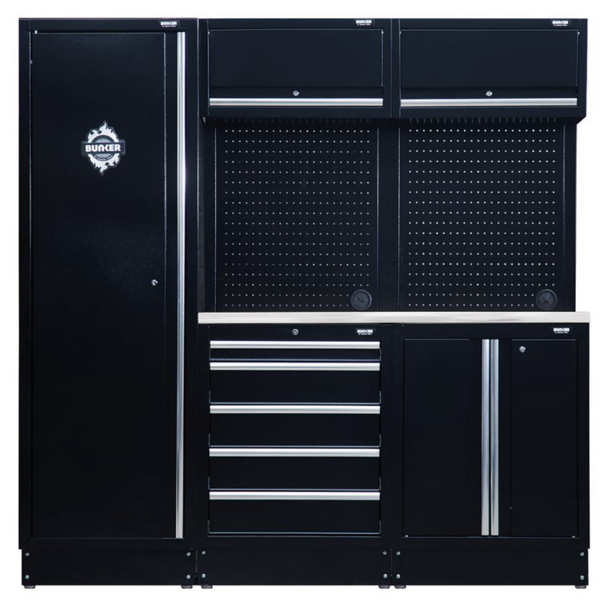 Bunker 11 Piece Modular Storage Combo with Stainless Steel Worktop, 1960mm 04503