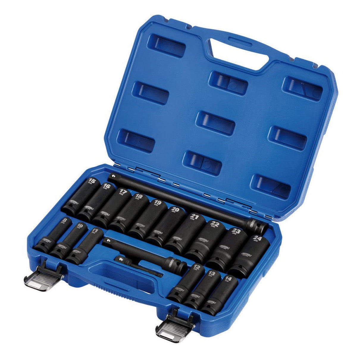 Draper HI-TORQ Metric Deep Impact Socket Set, 1/2" Sq. Dr. (19 Piece) 04577