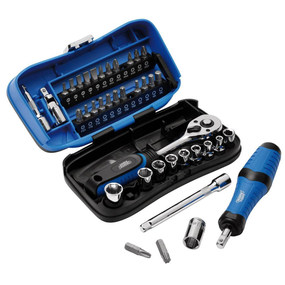 Draper Expert Socket and Bit Set, 1/4" Sq. Dr. (39 Piece) 04713
