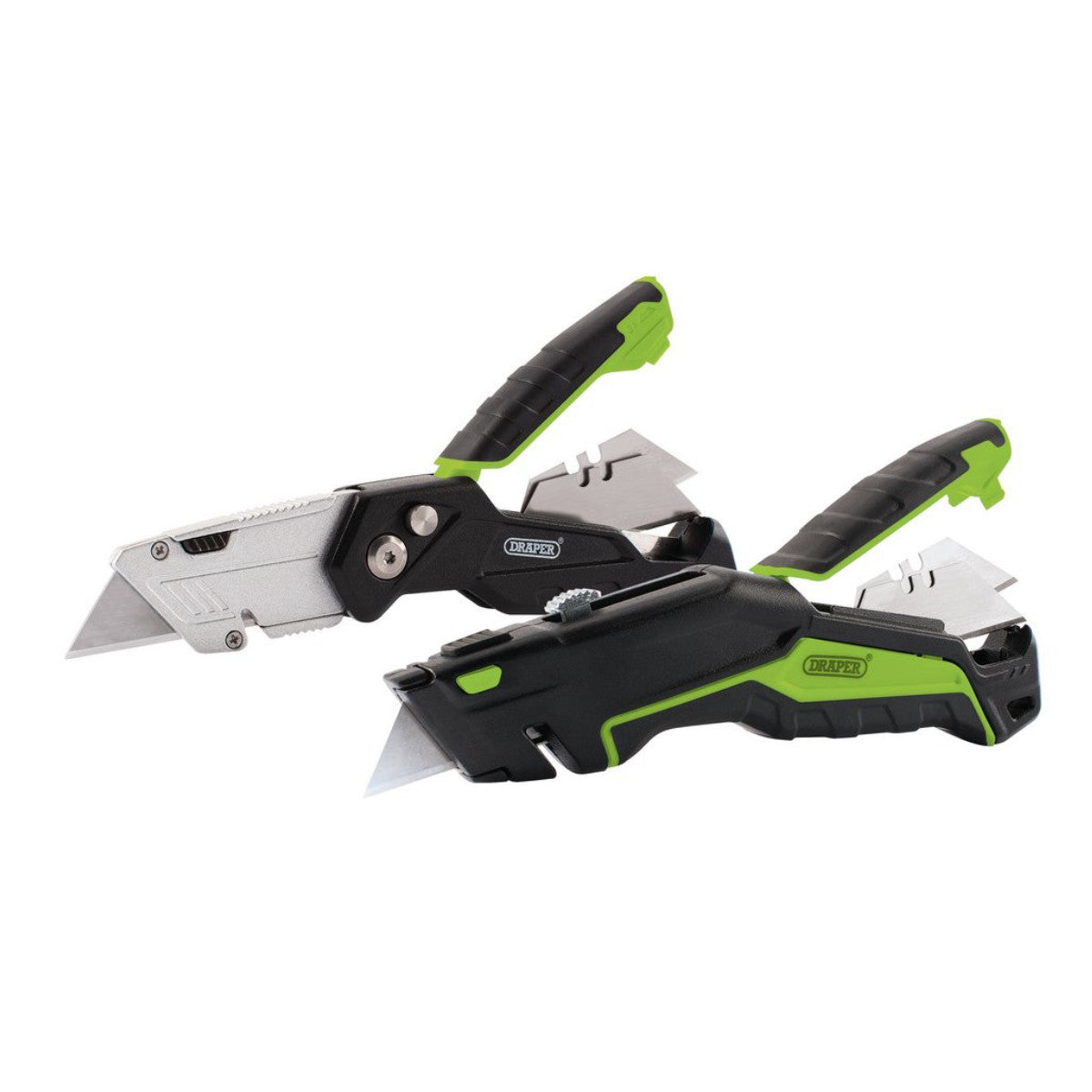 Draper Retractable & Folding Trimming Knife Set with 10 x SK2 Two Notch Blades 04773