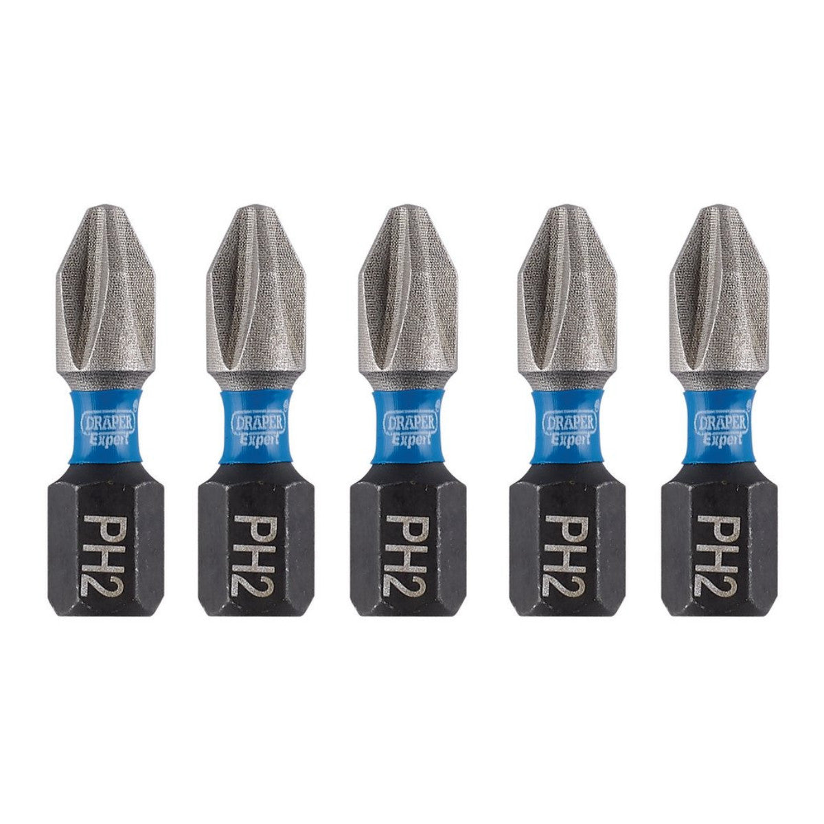 Draper Expert Cross Slot/PH Type Impact Screwdriver Bits, No.2 x 25mm, 1/4" Hex (Pack of 5) 04935