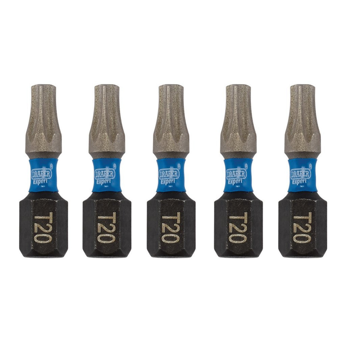 Draper Expert TX-STAR Impact Screwdriver Bits, T20 x 25mm, 1/4" Hex (Pack of 5) 05493