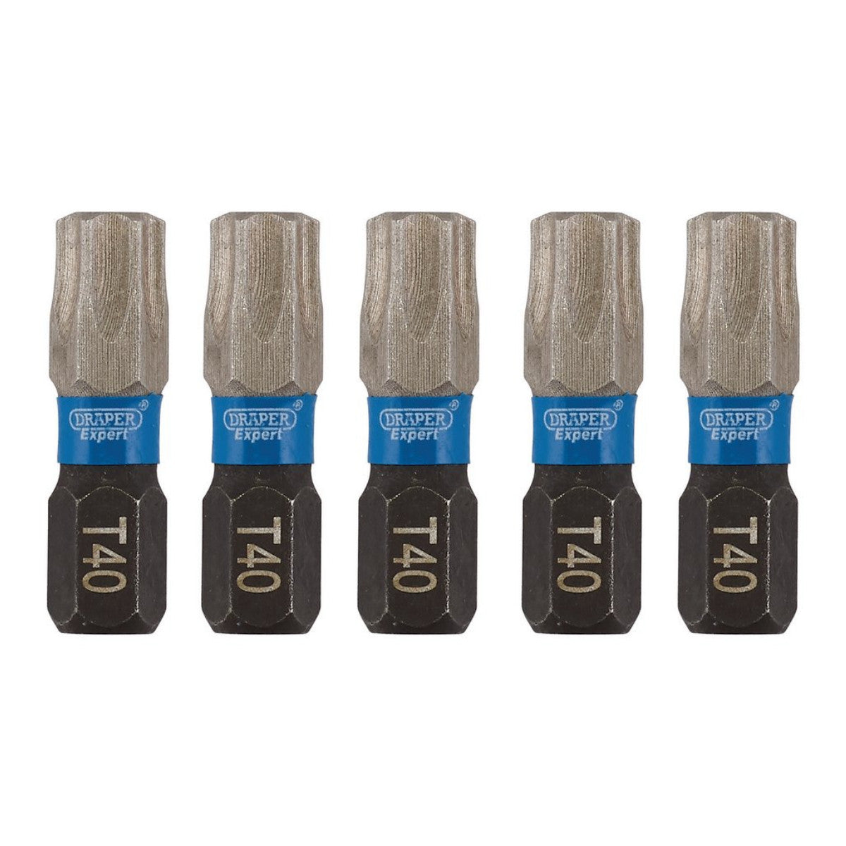 Draper Expert TX-STAR Impact Screwdriver Bits, T40 x 25mm, 1/4" Hex (Pack of 5) 05497