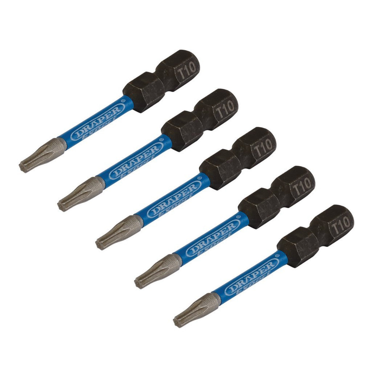 Draper Expert TX-STAR Impact Screwdriver Bits, T10 x 50mm, 1/4" Hex (Pack of 5) 05649