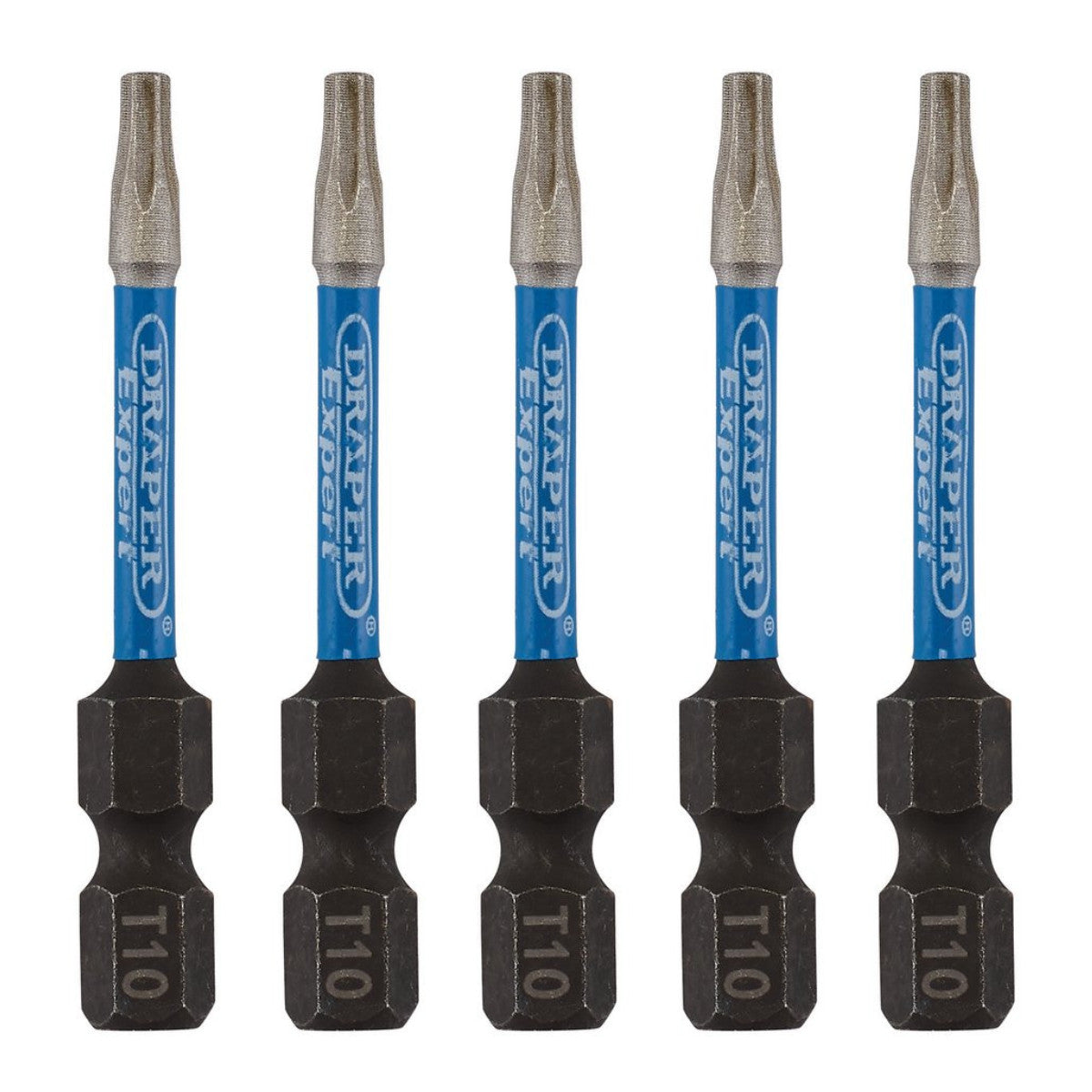 Draper Expert TX-STAR Impact Screwdriver Bits, T10 x 50mm, 1/4" Hex (Pack of 5) 05649