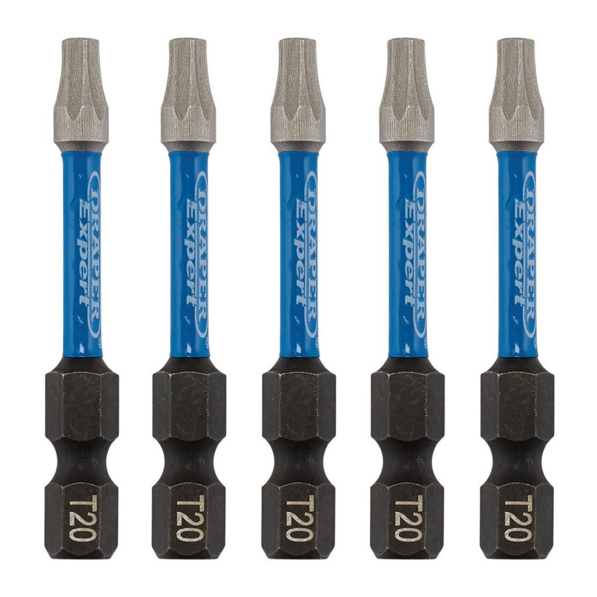 Draper Expert TX-STAR Impact Screwdriver Bits, T20 x 50mm, 1/4" Hex (Pack of 5) 05652