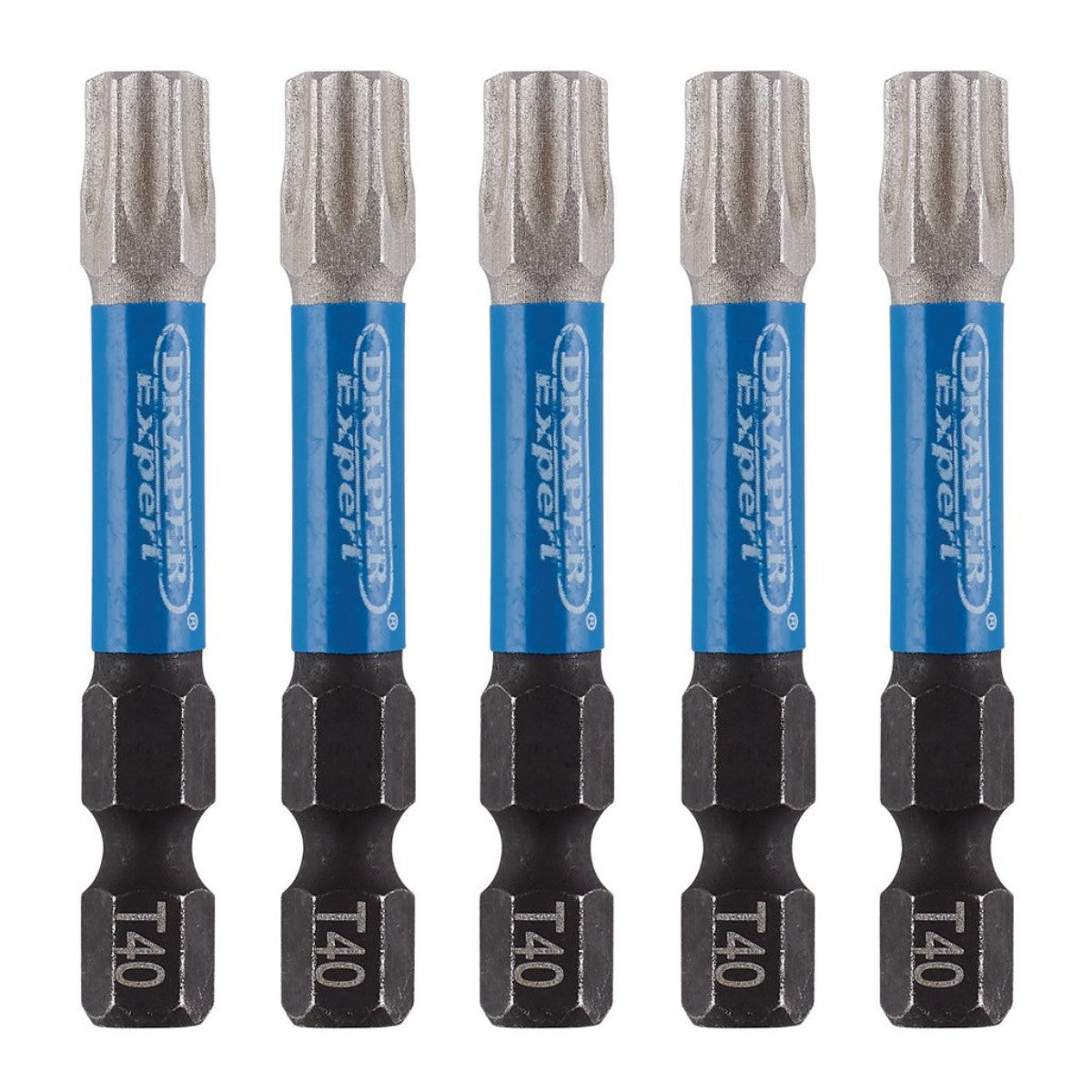 Draper Expert TX-STAR Impact Screwdriver Bits, T40 x 50mm, 1/4" Hex (Pack of 5) 05672