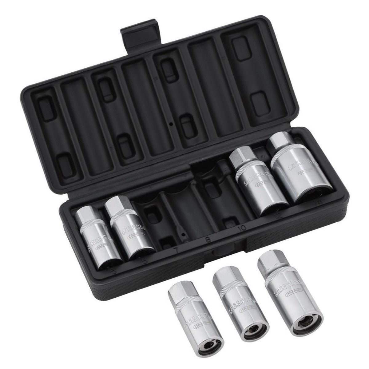Draper Stud Extractor Set, 3/8" Sq. Dr., 1/2" Sq. Dr. (7 Piece) 07119