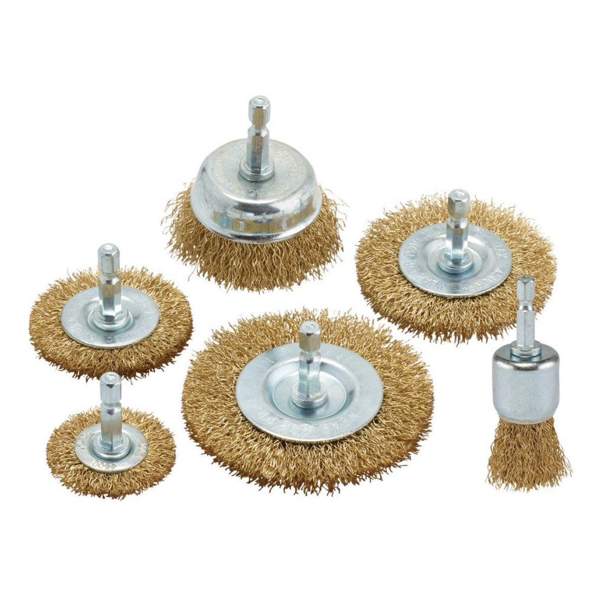 Draper Brassed Steel Crimped Wire Brush Set (6 Piece) 07436
