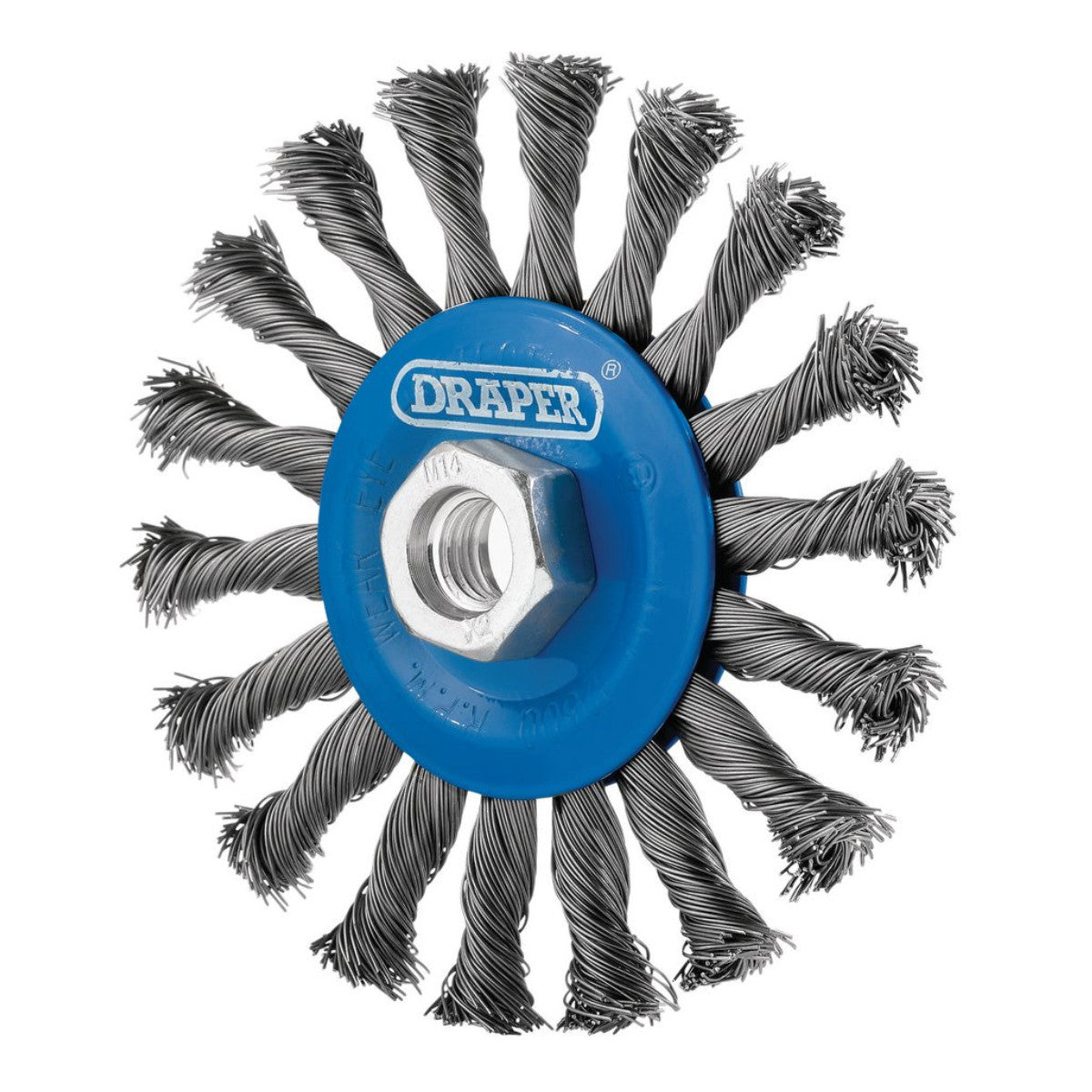 Draper Steel Twist-Knot Flat Wire Wheel Brush, 115mm, M14 08058