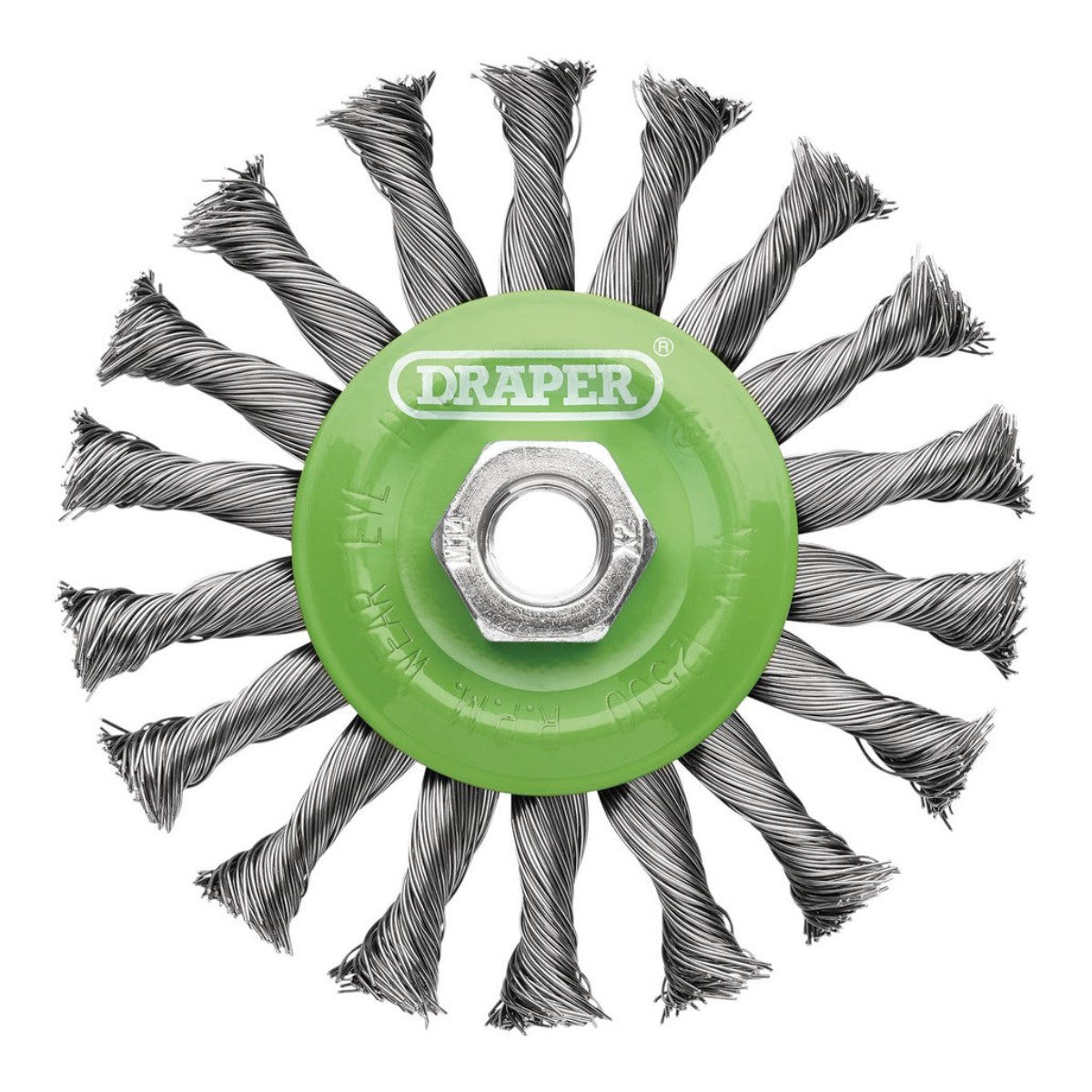 Draper Stainless-Steel Twist-Knot Flat Wire Wheel Brush, 115mm, M14 08061