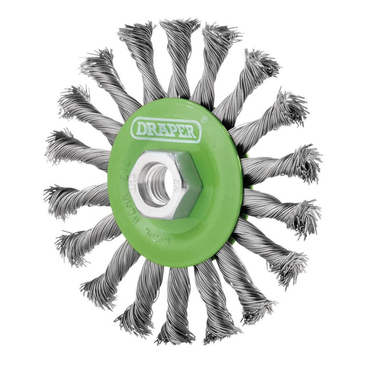 Draper Stainless-Steel Twist-Knot Flat Wire Wheel Brush, 115mm, M14 08061