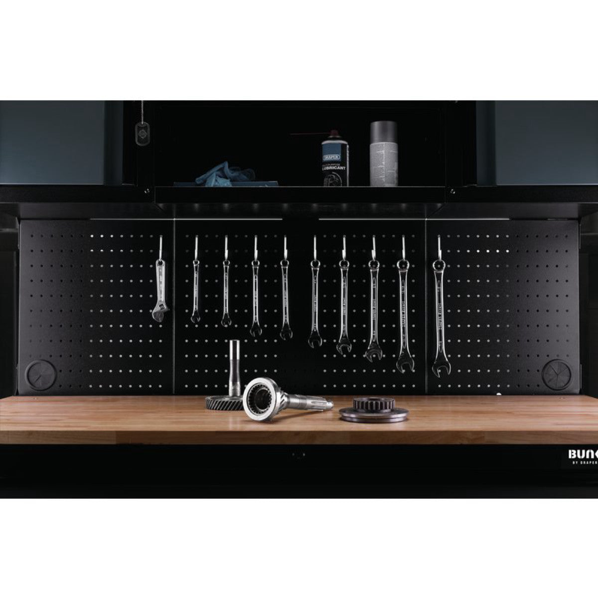Bunker 10 Drawer Roller Workstation with Workbench, 56", Grey 08242
