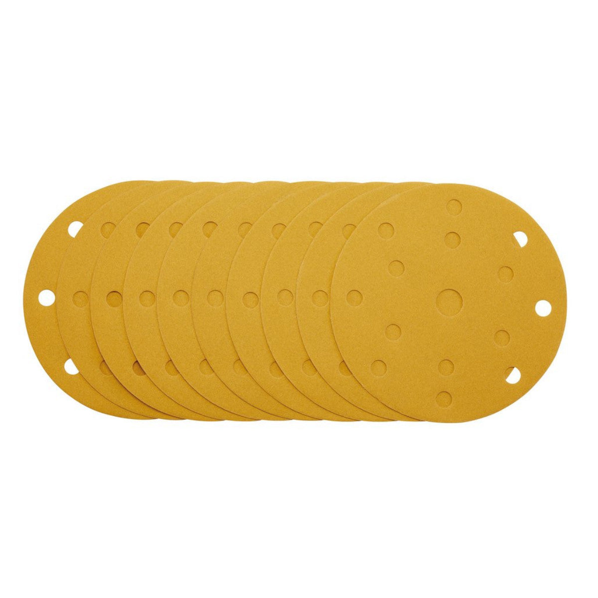 Draper Gold Sanding Discs with Hook & Loop, 150mm, 240 Grit, 15 Dust Extraction Holes (Pack of 10) 08476