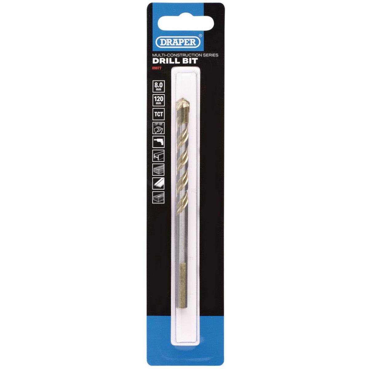 Draper Multi Construction TCT Drill Bit, 8 x 120mm 09077