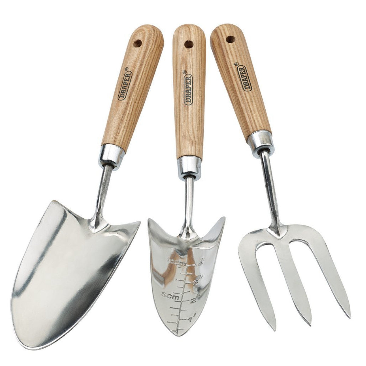 Draper Heritage Stainless Steel Hand Fork and Trowels Set with Ash Handles (3 Piece) 09565