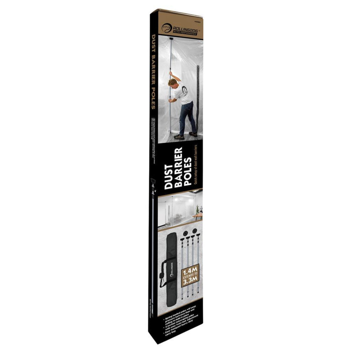Rollingdog Dust Barrier Poles, 1.4-3.3m (7 Piece) 09666