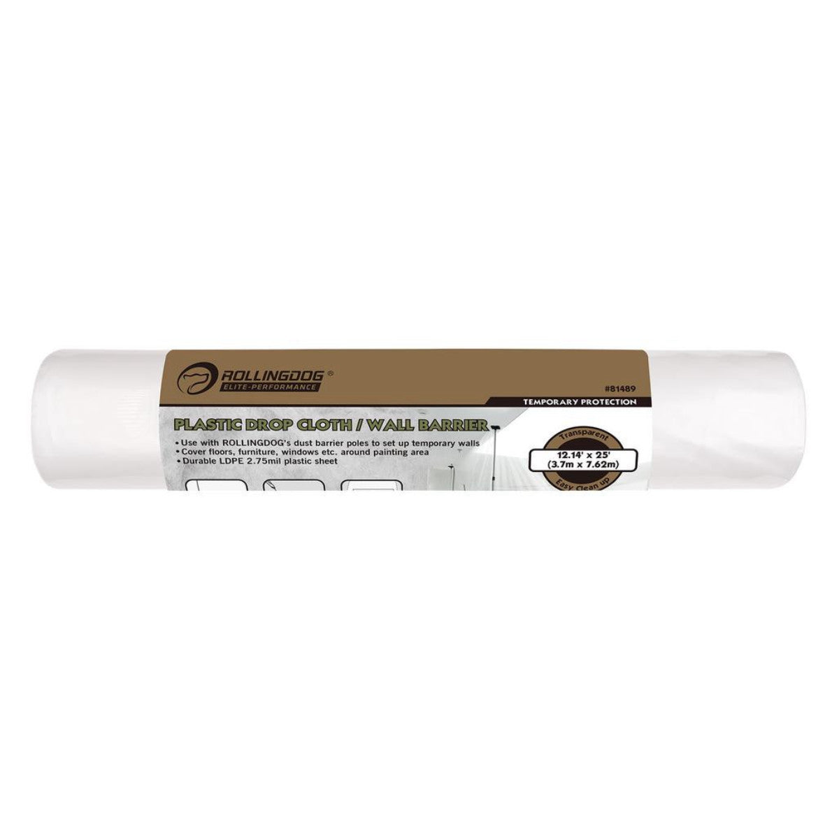 Rollingdog Plastic Drop Cloth/Wall Barrier, 3.7 x 7.6m 09667