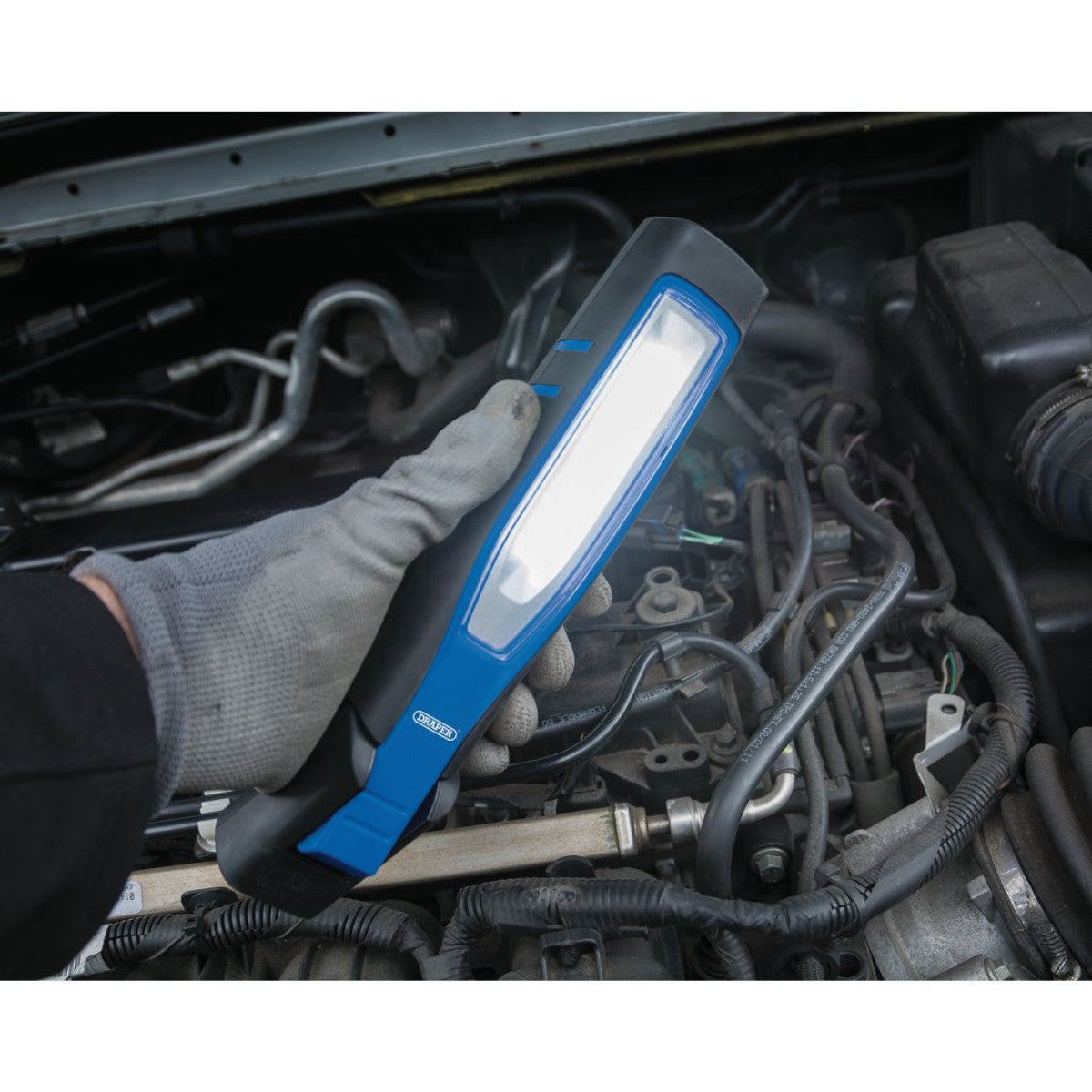 Draper COB/SMD LED Rechargeable Inspection Lamp, 7W, 700 Lumens, Blue, 1 x USB Cable Supplied 11763