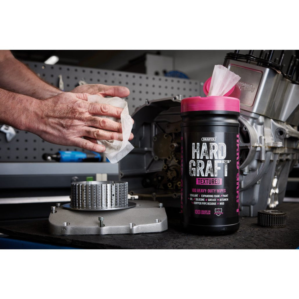 Draper Hard Graft Multipurpose Textured Wipes (Tub of 100) 12435