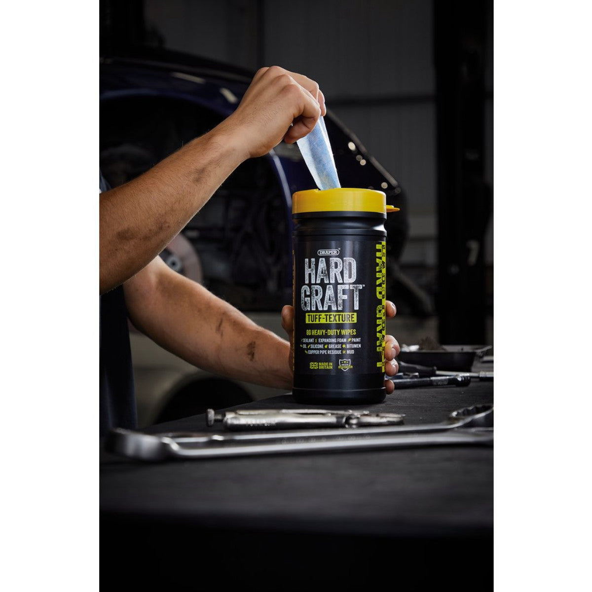 Draper Hard Graft Multipurpose Tuff-Texture Wipes (Tub of 80) 12436