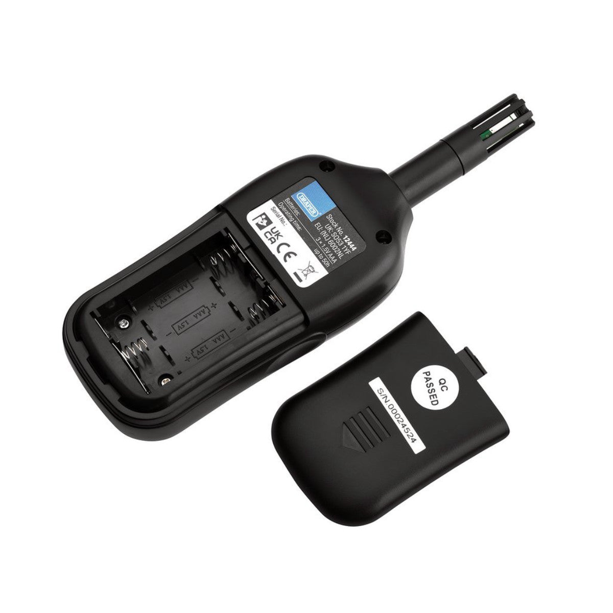Draper Handheld Digital Hygrometer - Humidity and Temperature Meter, 0-100% RH and -20 to +70°C 12444