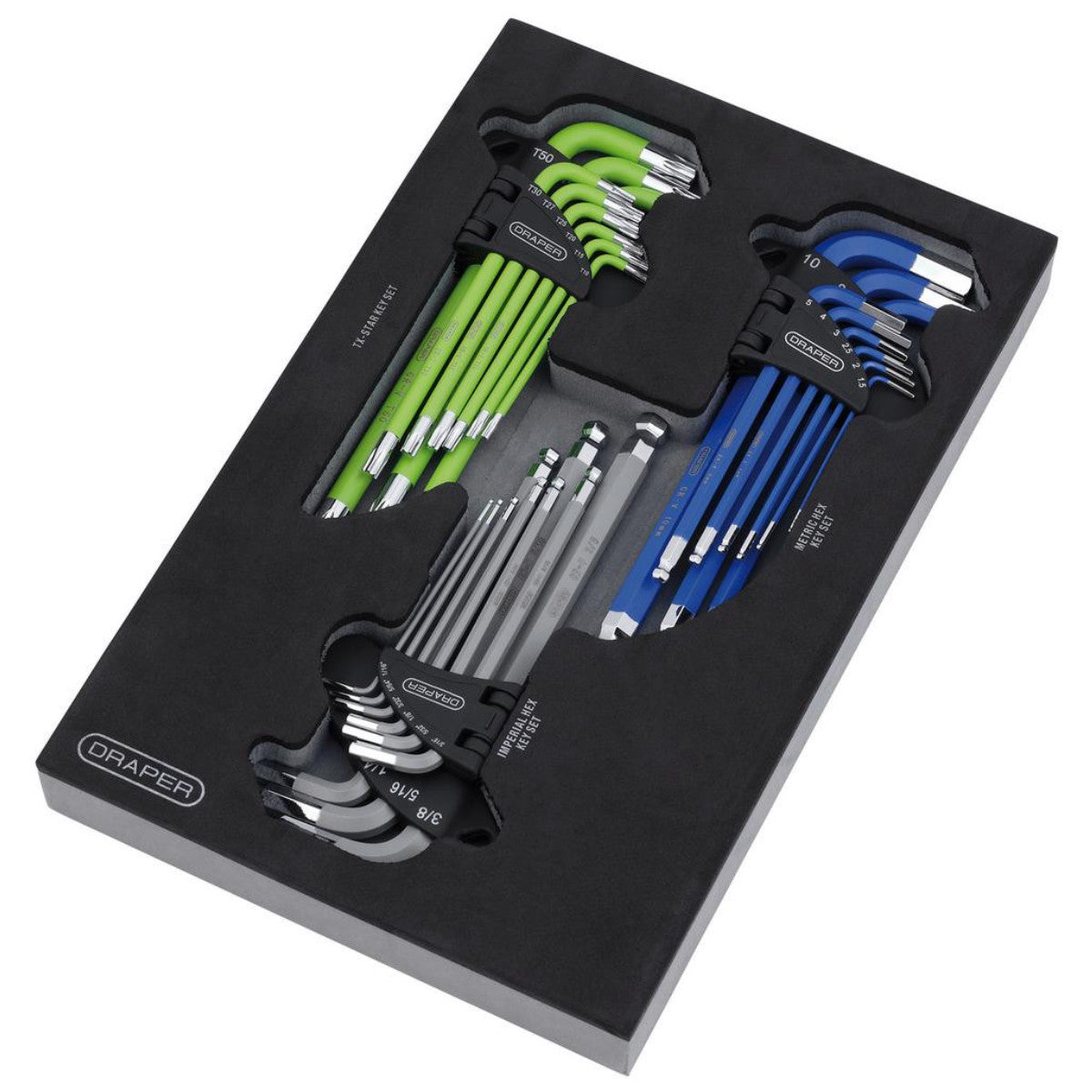 Draper TX-STAR, Imperial & Metric Ball End Hex Key Sets (27 Piece) 12822