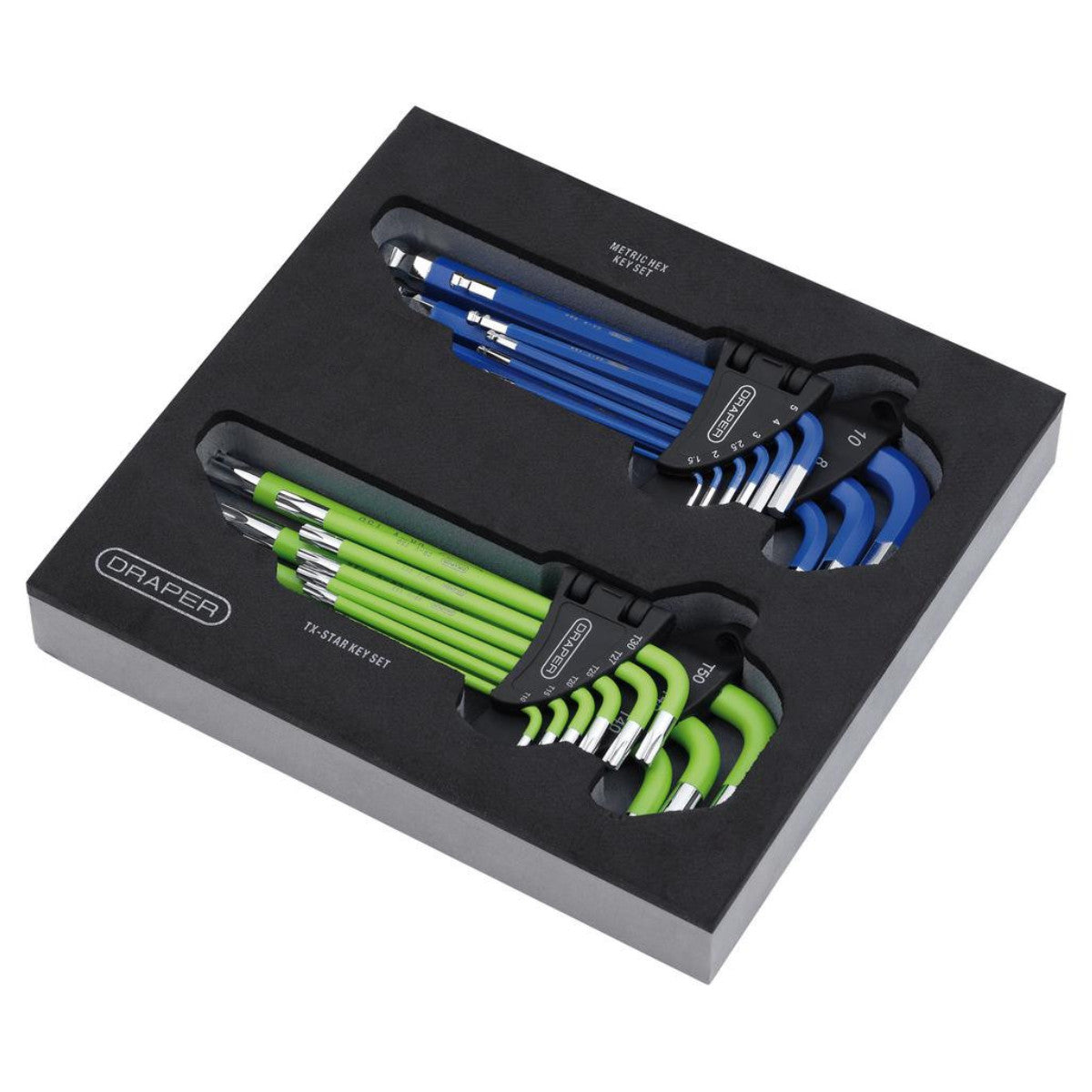Draper TX-STAR Metric Ball End Hex Key Sets in Storage Tray (18 Piece) 12823