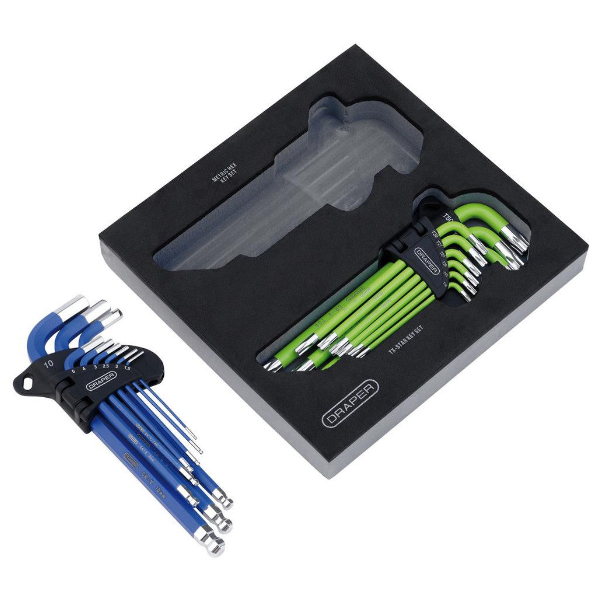 Draper TX-STAR Metric Ball End Hex Key Sets in Storage Tray (18 Piece) 12823