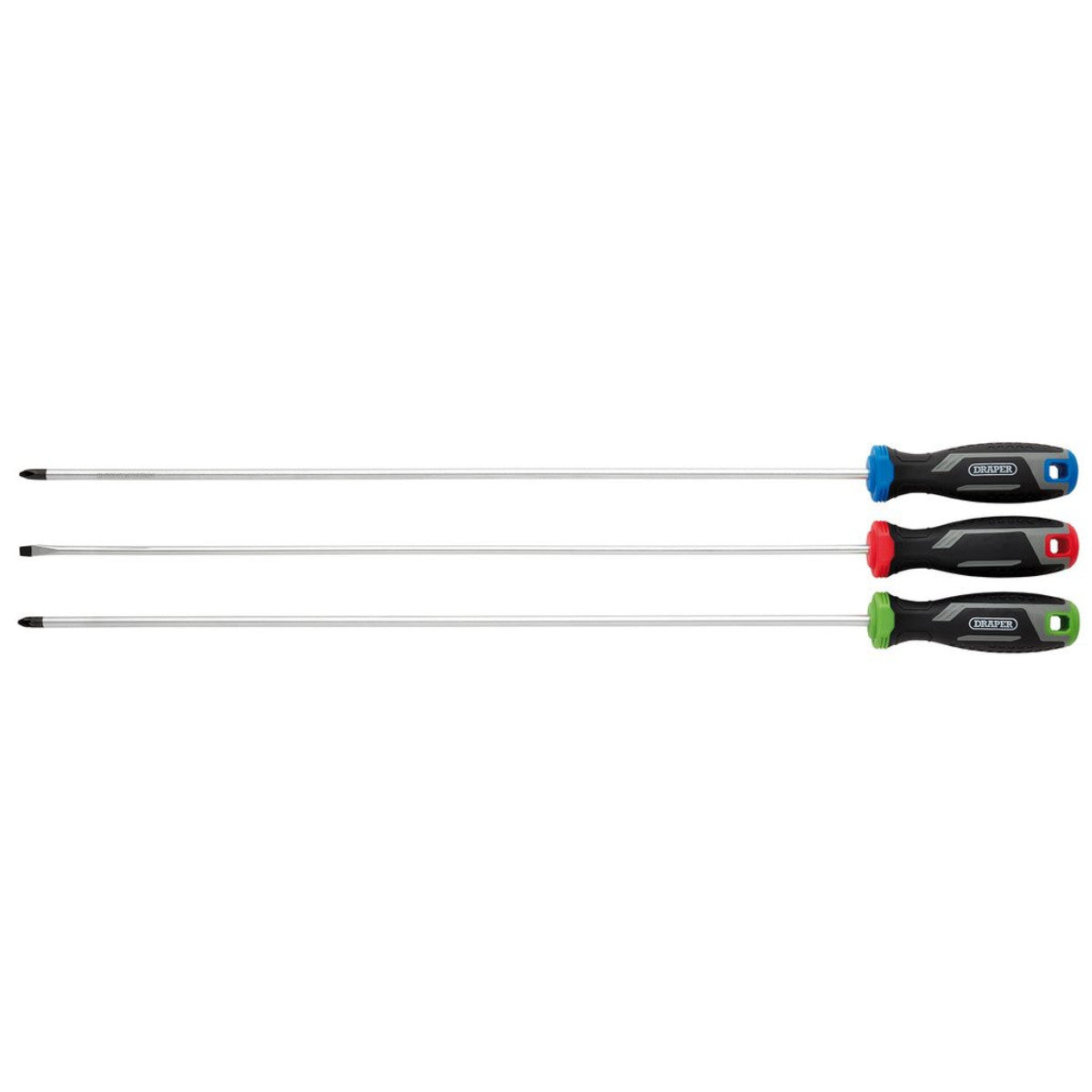 Draper Long Reach Soft Grip Screwdriver Set (3 Piece) 13429